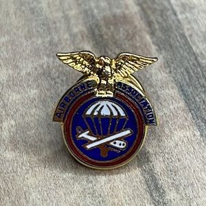WW2 US Army Airborne Association Lapel Pin - Screw Back Paratrooper Parachute